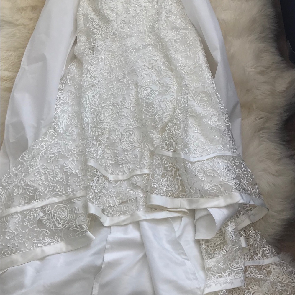 Ivory/Champagne Mermaid One Shoulder Wedding Dress - Picture 5 of 8
